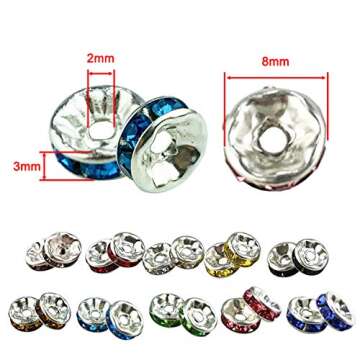 400Pcs Rhinestone Rondelle Spacer Beads for Crafts