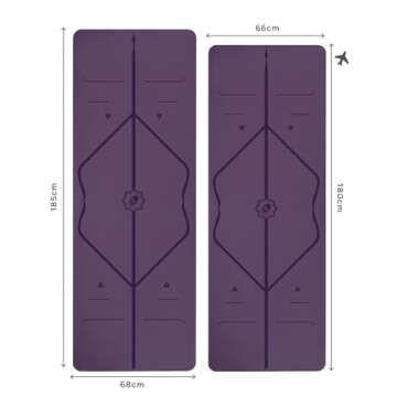 LIFORME Original Yoga Mat & Travel Mat Bundle Pack – Patented Alignment System, Eco-Friendly, Non-...