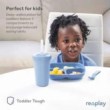Re-Play Kids Divided Plates Set, Durable and Eco-Friendly