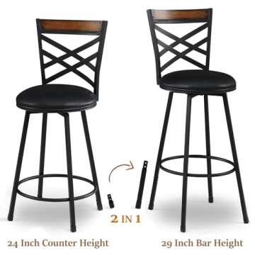 Stylish KATDANS Adjustable Height Bar Stools Set of 2