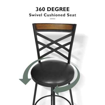 Stylish KATDANS Adjustable Height Bar Stools Set of 2