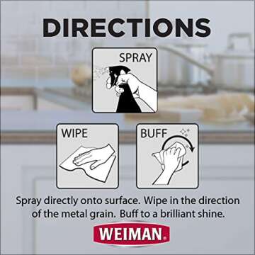 Weiman Stainless Steel Cleaner and Polish - Streak-Free Shine for Refrigerators, Dishwasher, Sinks, Range Hoods and BBQ grills, 22 Fl Oz