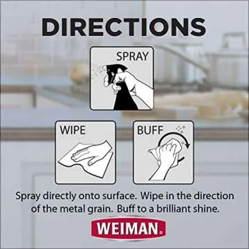 Weiman Stainless Steel Cleaner and Polish - Streak-Free Shine for Refrigerators, Dishwasher, Sinks, Range Hoods and BBQ grills, 22 Fl Oz