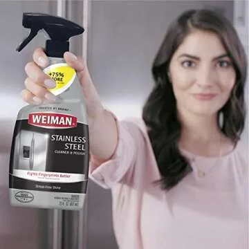 Weiman Stainless Steel Cleaner and Polish - Streak-Free Shine for Refrigerators, Dishwasher, Sinks, Range Hoods and BBQ grills, 22 Fl Oz
