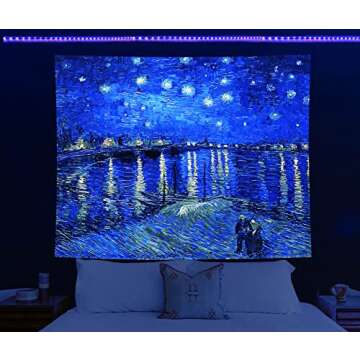 Starry Night Blacklight Tapestry for Home Decor 59x51