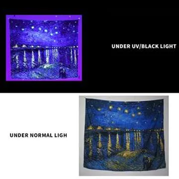 Starry Night Blacklight Tapestry for Home Decor 59x51