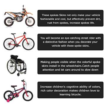 PSLER 72 PCS Spoke Skins Spoke Covers Trim Wrap Cover Decoration Protector Pipe Motorcycle Motocross Pit Dirt Bike Aaccessories