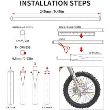 PSLER 72 PCS Spoke Skins Spoke Covers Trim Wrap Cover Decoration Protector Pipe Motorcycle Motocross Pit Dirt Bike Aaccessories