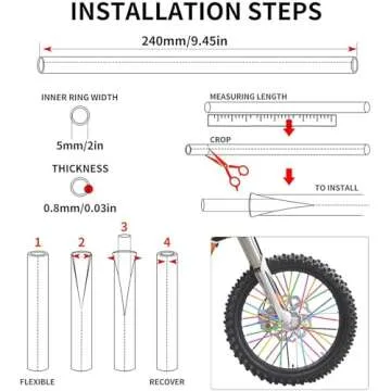 PSLER 72 PCS Spoke Skins Spoke Covers Trim Wrap Cover Decoration Protector Pipe Motorcycle Motocross Pit Dirt Bike Aaccessories