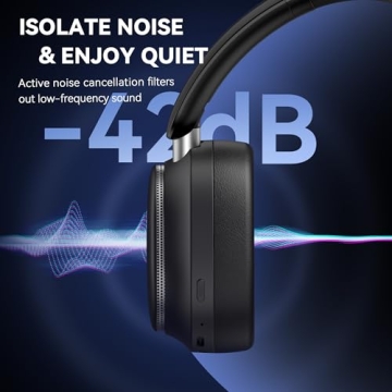 Pointcinco Hybrid Active Noise Cancelling Headphones with 50H Playtime and Deep Bass