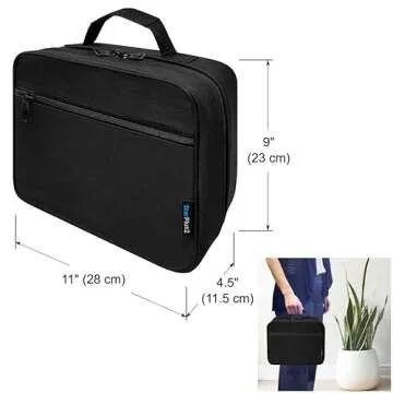 StarPlus2 Large Padded Pill Bottle Organizer, Medicine Bag, Case, Carrier for Medications, Vitamins, and Medical Supplies - Travel Medicine Organizer and Home Storage Med Bag - Black (Without Lock)