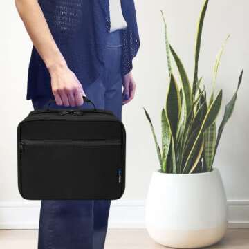 StarPlus2 Large Padded Pill Bottle Organizer, Medicine Bag, Case, Carrier for Medications, Vitamins, and Medical Supplies - Travel Medicine Organizer and Home Storage Med Bag - Black (Without Lock)