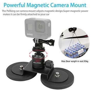 PellKing Magnet Camera Mount for GoPro,Heavy-Duty Metal Car Powerful Magnetic Camera Mount with 360 ...