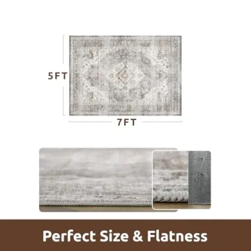 Amoami Area Rug - Soft Grey Vintage 5x7 for Living Rooms