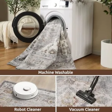 Amoami Area Rug - Soft Grey Vintage 5x7 for Living Rooms