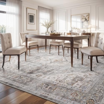Amoami Area Rug - Soft Grey Vintage 5x7 for Living Rooms