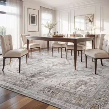 Amoami Area Rug - Soft Grey Vintage 5x7 for Living Rooms