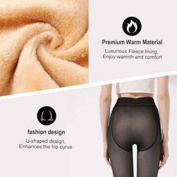 Garnet 2024 Fleece Lined Tights Sheer Women Fake Translucent Tights High Waisted Warm Leggings Sheer Tight For Winter (US, Alpha, Medium, Large, Regular, Regular, Black)