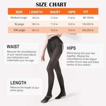 Garnet 2024 Fleece Lined Tights Sheer Women Fake Translucent Tights High Waisted Warm Leggings Sheer Tight For Winter (US, Alpha, Medium, Large, Regular, Regular, Black)