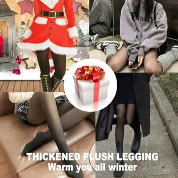 Garnet 2024 Fleece Lined Tights Sheer Women Fake Translucent Tights High Waisted Warm Leggings Sheer Tight For Winter (US, Alpha, Medium, Large, Regular, Regular, Black)