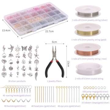 Quefe 1800pcs 56 Colors Crystal Beads, Ring Making Kit, Gemstone Chip Beads Irregular Natural Stone ...