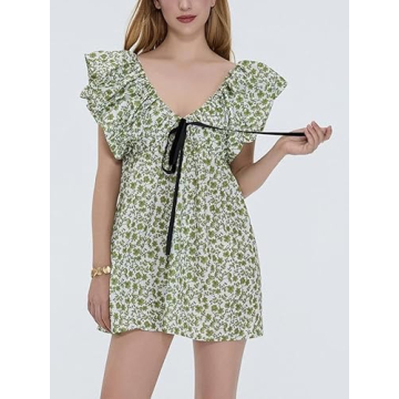 Sastianaen Boho Floral Mini Dress for Summer Fun