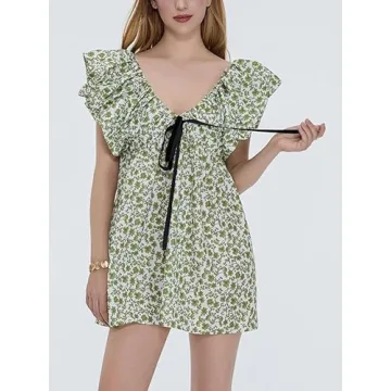 Sastianaen Boho Floral Mini Dress for Summer Fun