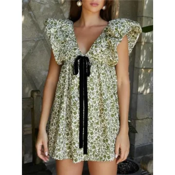 Sastianaen Boho Floral Mini Dress for Summer Fun