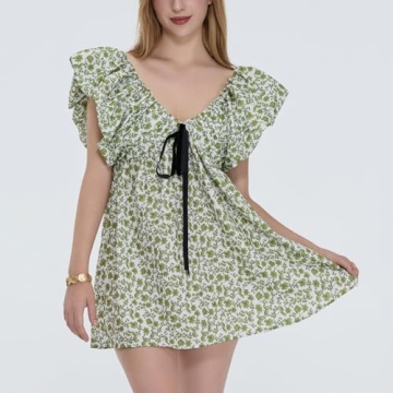 Sastianaen Boho Floral Mini Dress for Summer Fun