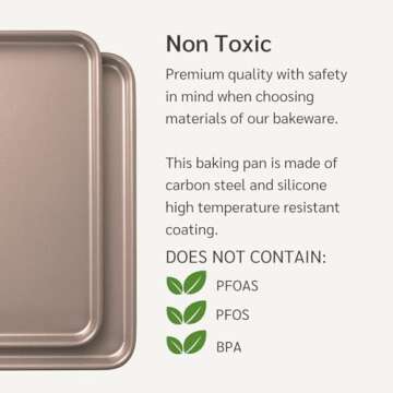 HAPPIELS Nonstick 15x10 inch Baking Sheet Set of 2 | PFOA & BPA Free Non Toxic Carbon Steel 10x15 inches Cookie Sheets | Best Non stick Oven Cooking Pans & Jelly Roll Pan | Best Nontoxic Baking Trays