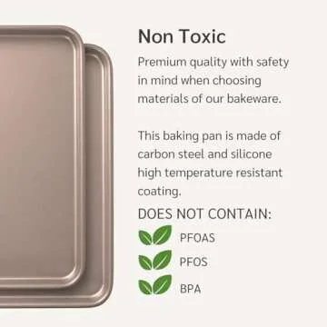 HAPPIELS Nonstick 15x10 inch Baking Sheet Set of 2 | PFOA & BPA Free Non Toxic Carbon Steel 10x15 inches Cookie Sheets | Best Non stick Oven Cooking Pans & Jelly Roll Pan | Best Nontoxic Baking Trays