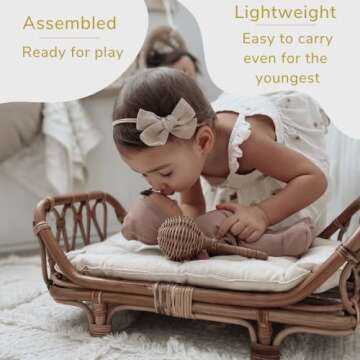 BEBE BASK Baby Doll Bassinet & Baby Doll Bed Bundle - Sustainable & Handcrafted Doll Furniture