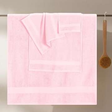 GLAMBURG Ultra Soft 8-Piece Towel Set - 100% Pure Ringspun Cotton, Contains 2 Oversized Bath Towels 27x54, 2 Hand Towels 16x28, 4 Wash Cloths 13x13 - Ideal for Everyday use, Hotel & Spa - Pink
