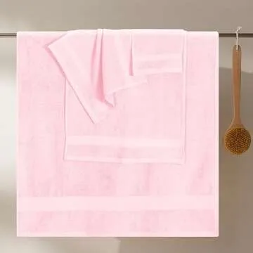 GLAMBURG Ultra Soft 8-Piece Towel Set - 100% Pure Ringspun Cotton, Contains 2 Oversized Bath Towels 27x54, 2 Hand Towels 16x28, 4 Wash Cloths 13x13 - Ideal for Everyday use, Hotel & Spa - Pink