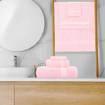 GLAMBURG Ultra Soft 8-Piece Towel Set - 100% Pure Ringspun Cotton, Contains 2 Oversized Bath Towels 27x54, 2 Hand Towels 16x28, 4 Wash Cloths 13x13 - Ideal for Everyday use, Hotel & Spa - Pink