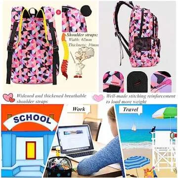 Bansusu Geometric Print Kids Backpack for Girls Boys School Bag Bookbags
