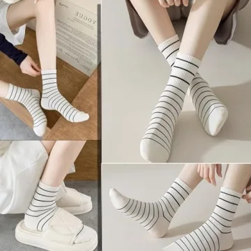 CHUNFO Colorful Ribbed Ankle Socks for Women