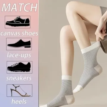 CHUNFO Colorful Ribbed Ankle Socks for Women