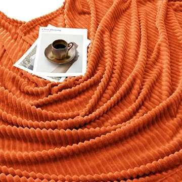 Vessia Flannel Fleece Throw Blanket(50X70 Inch, Orange), Lightweight Warm Cozy Soft Couch and Bed Blanket, Plush Microfiber Sofa Throw for All Season