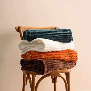 Vessia Flannel Fleece Throw Blanket(50X70 Inch, Orange), Lightweight Warm Cozy Soft Couch and Bed Blanket, Plush Microfiber Sofa Throw for All Season