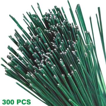 Jgalnim 300 PCS 22 Gauge Floral Flower Stem Wire,16 Inches Floral Stem Wire Flower Arrangements,Floral Wire for Florist Flower Arrangement Bouquent Stem Wrapping and DIY,Dark Green
