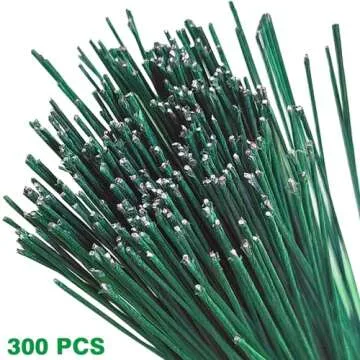 Jgalnim 300 PCS 22 Gauge Floral Flower Stem Wire,16 Inches Floral Stem Wire Flower Arrangements,Floral Wire for Florist Flower Arrangement Bouquent Stem Wrapping and DIY,Dark Green