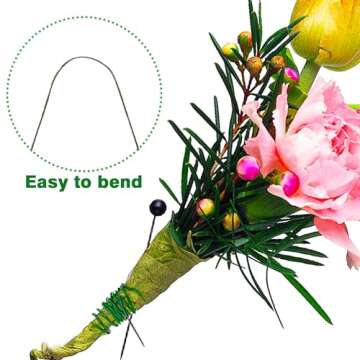 Jgalnim 300 PCS 22 Gauge Floral Flower Stem Wire,16 Inches Floral Stem Wire Flower Arrangements,Floral Wire for Florist Flower Arrangement Bouquent Stem Wrapping and DIY,Dark Green