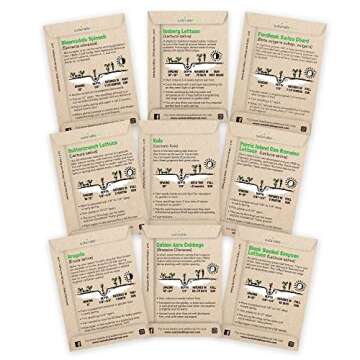Lettuce Seeds for Planting: 9 Salad Greens Seed Packets, Hydroponics Heirloom Lettuce Bibb Romaine K...
