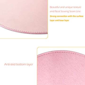 ProElife Premium Mouse Pad Waterproof Round Mousepad Home/Office PU Leather Mice Mat with Smooth Surface for Wired/Wireless Bluetooth Mouse (Rose Gold Color)