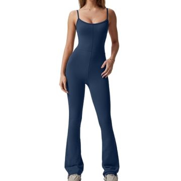 QINSEN Women's Yoga Jumpsuit - Full Length Flare Casual Workout Outfit
