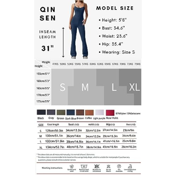 Stylish QINSEN Women's Yoga Jumpsuit High Waist One Piece