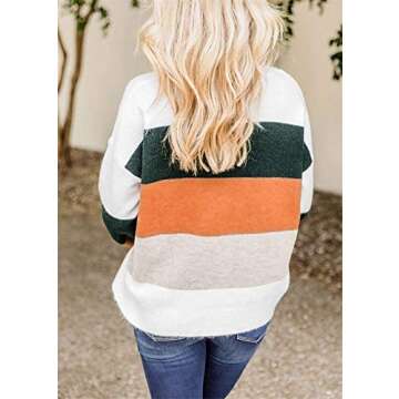 MILLCHIC Women's Striped Color Block Pullover Sweater