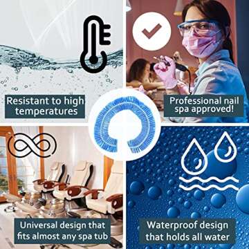 PrettyClaw Disposable Spa Chair Liner Elastic Bags for Pedicure and Foot Massages Footsie Bath Liners Fits Most Salon Chair Tubs Blue (100 Pieces)