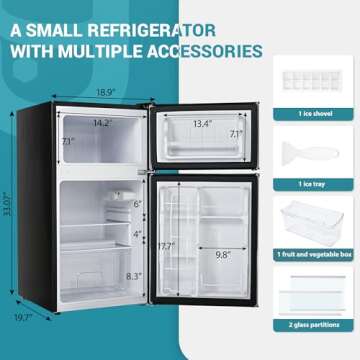 Euhomy Mini Fridge with Freezer - Compact 3.1 Cu.Ft Solution